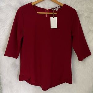 NWT Green Envelope Burgundy Blouse